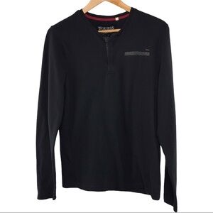 Guess black textured ribbed LS top, M